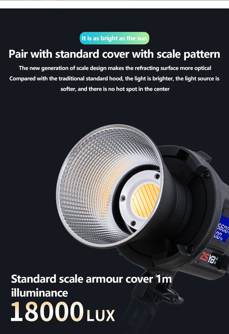 ZYSB CL-60Bi Bi-color 3200-5600k LED Light Video Light 60W Professional Studio Strobe - الصورة 3