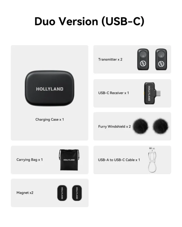 ⁦Hollyland LARK A1 Duo 2-Person Wireless Microphone System Combo⁩ - الصورة ⁦4⁩