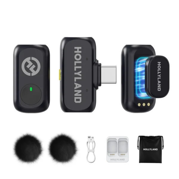 ⁦Hollyland LARK A1 Duo 2-Person Wireless Microphone with USB-C Connector⁩ - الصورة ⁦2⁩