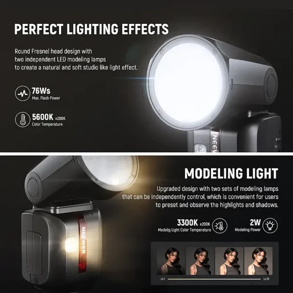⁦NEEWER Z2 TTL Round Head Flash Speedlite⁩ - الصورة ⁦2⁩