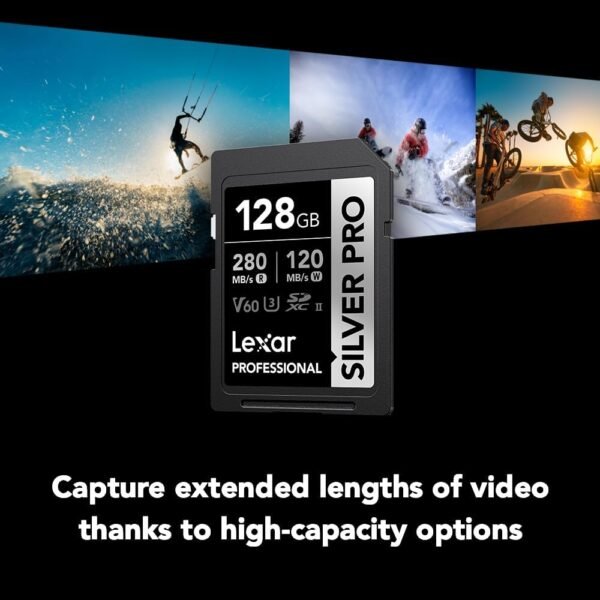 ⁦Lexar 128 GB Professional SILVER PRO SDXC™ UHS-II Card⁩ - الصورة ⁦4⁩