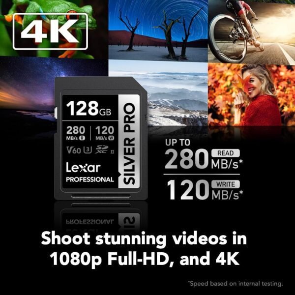 ⁦Lexar 128 GB Professional SILVER PRO SDXC™ UHS-II Card⁩ - الصورة ⁦2⁩
