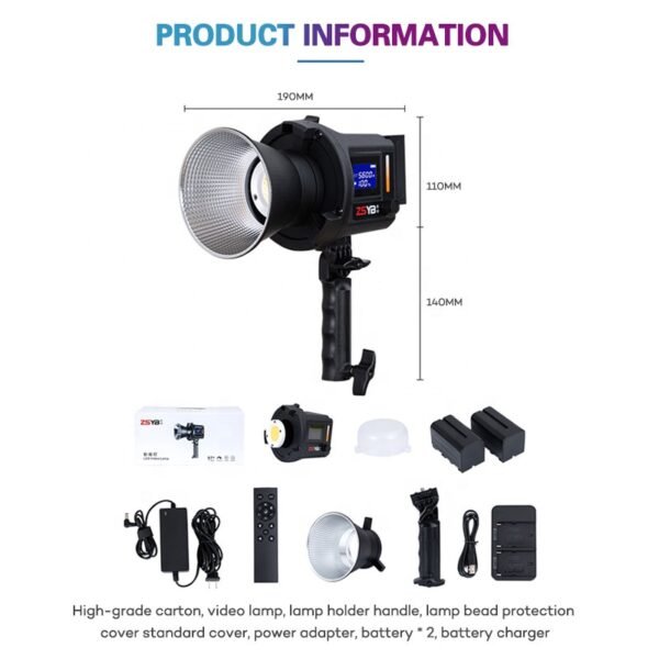 ⁦Zsyb CL-80Bi Professional Continuous Handheld Led Photography Light Video Lighting Equipment⁩ - الصورة ⁦3⁩