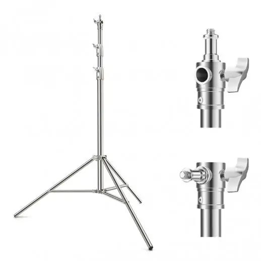 K&F Concept 2.8m/110.2″ photography light stand Spring Buffer Heavy Duty Stainless Steel Stand with 1/4″ and 3/8″ Screws for Video Lights, Ring Lights, Softboxes (KF34.044)