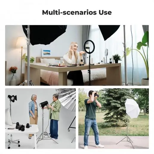 K&F Concept 2.8m/110.2″ photography light stand Spring Buffer Heavy Duty Stainless Steel Stand with 1/4″ and 3/8″ Screws for Video Lights, Ring Lights, Softboxes (KF34.044) - الصورة 3