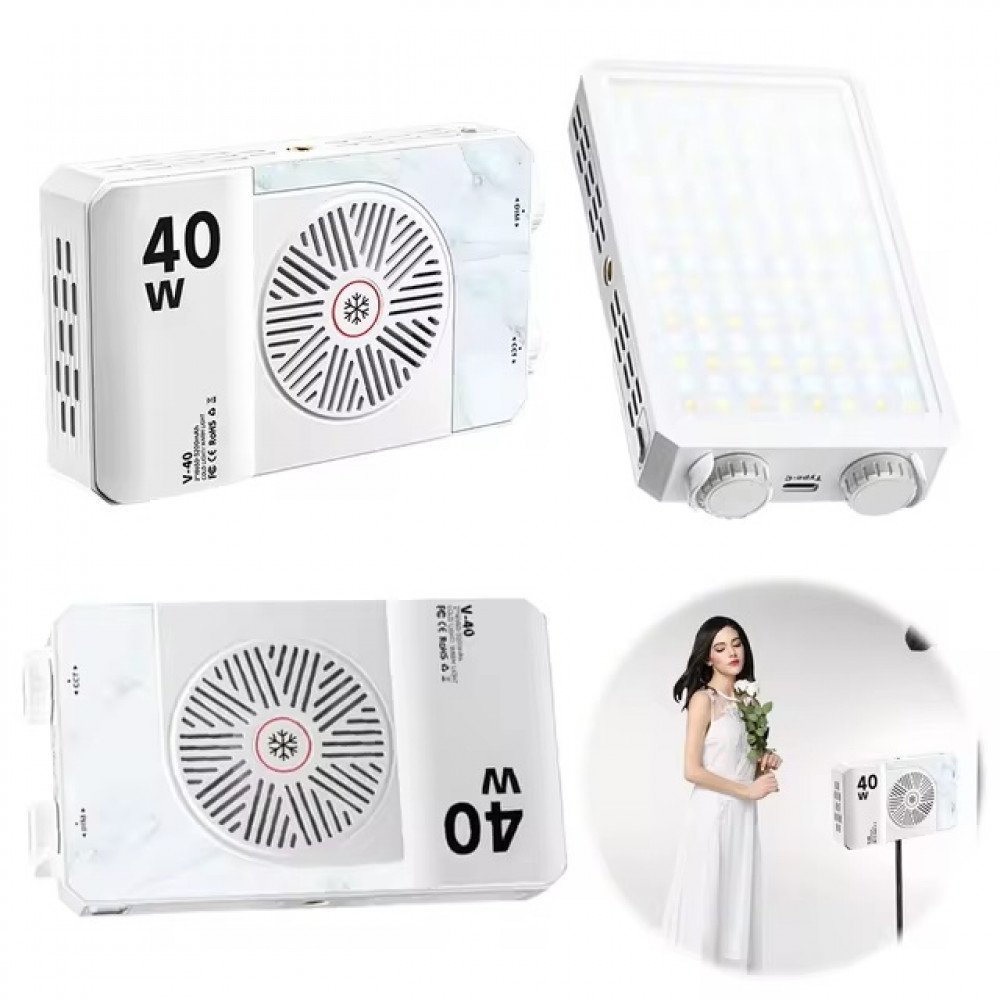 V40 Bi-Color 40W LED Fill Light Portable Adjustable Light - الصورة 2
