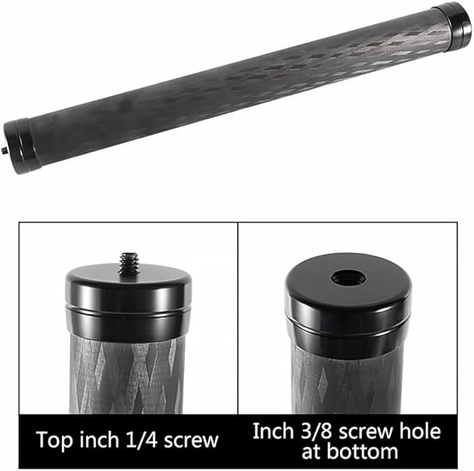 Bixin Carbon Fiber Tripod Extension Pole with 1/4" 3/8" Screw and 1/4" Thread for Mounting Tripod, DSLR Camera and More - الصورة 2