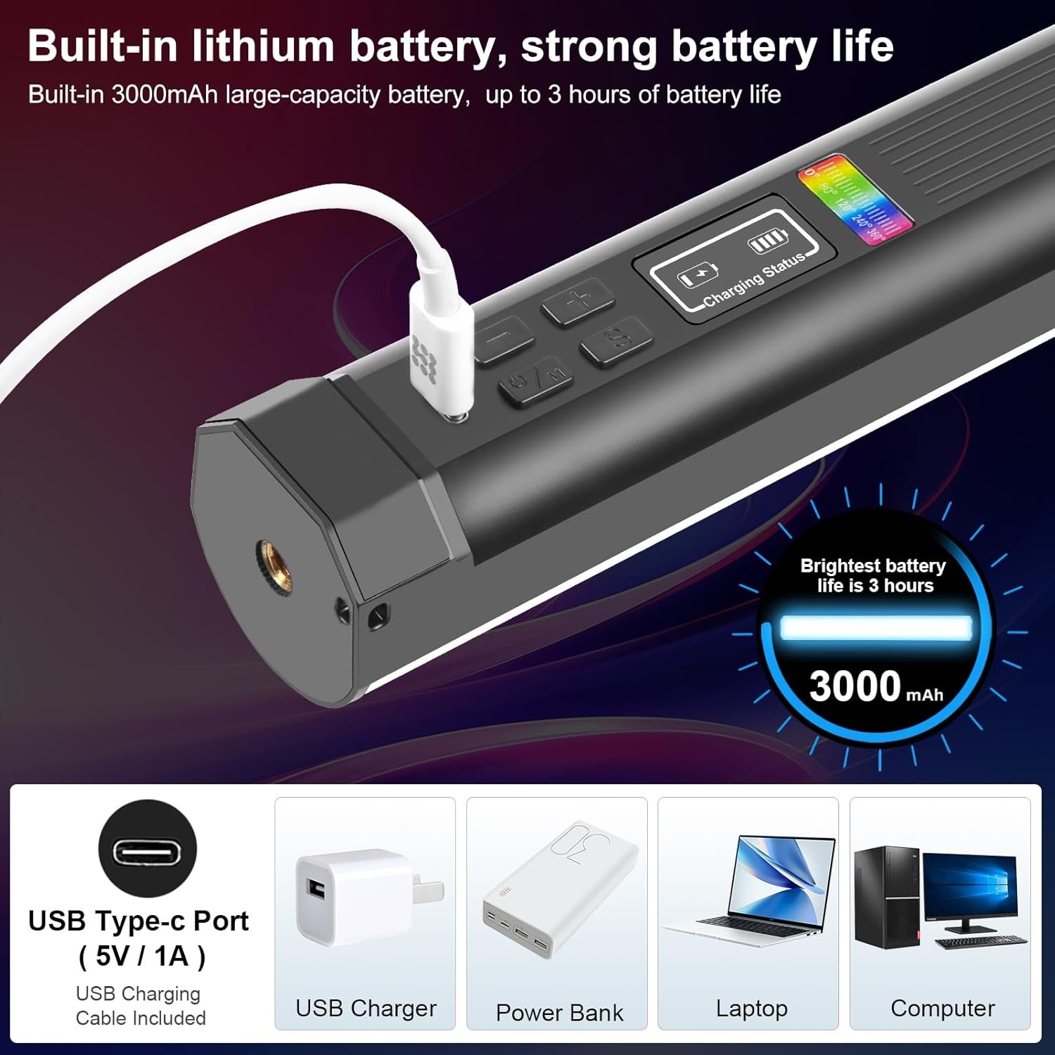 PULUZ Magnetic Handheld Light Wand, Full Color RGB Light Stick - الصورة 3