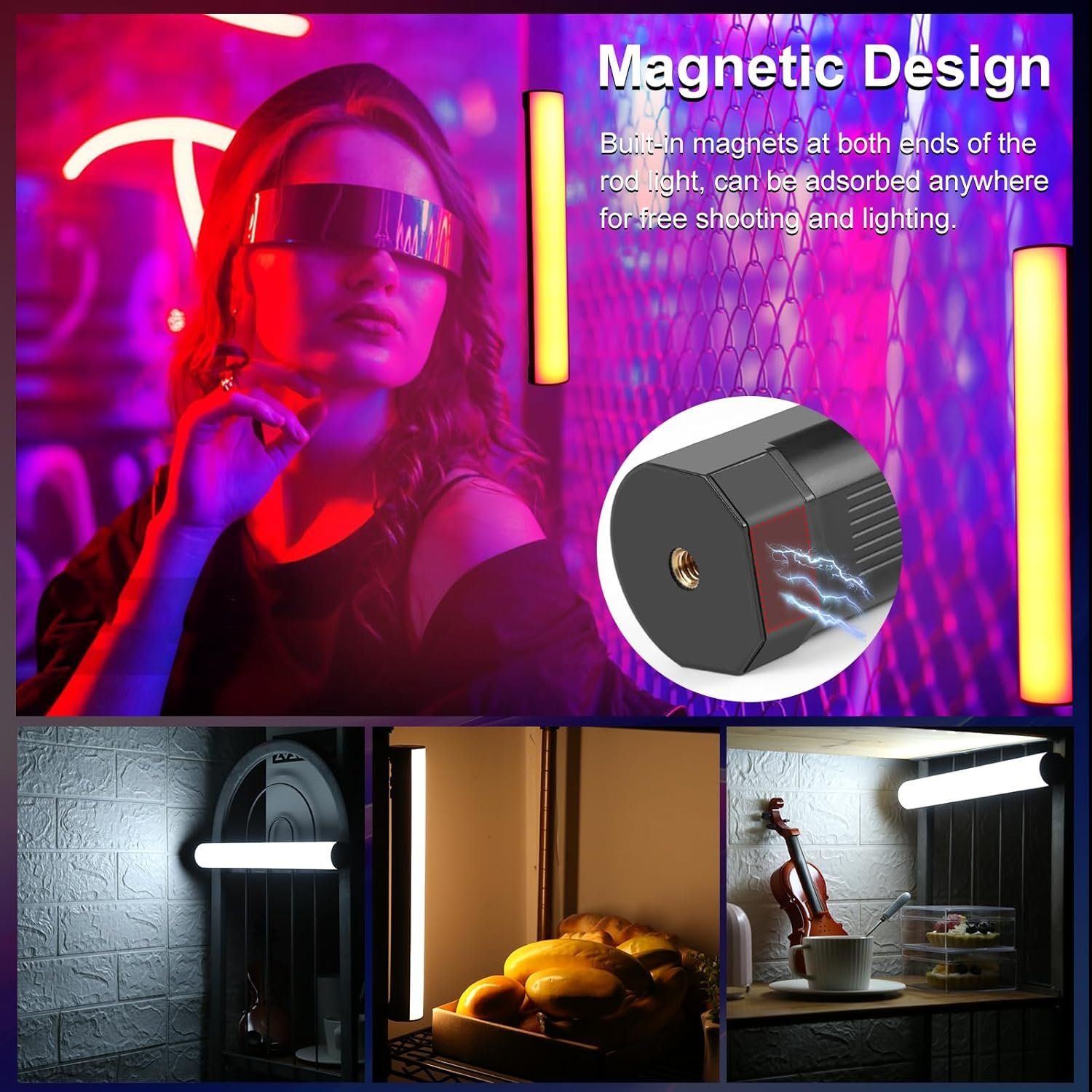 PULUZ Magnetic Handheld Light Wand, Full Color RGB Light Stick - الصورة 4