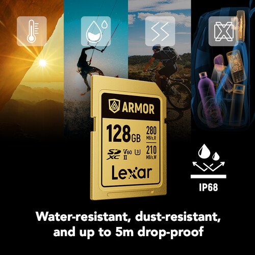 Lexar 128GB ARMOR GOLD UHS-II SDXC Memory Card - الصورة 4