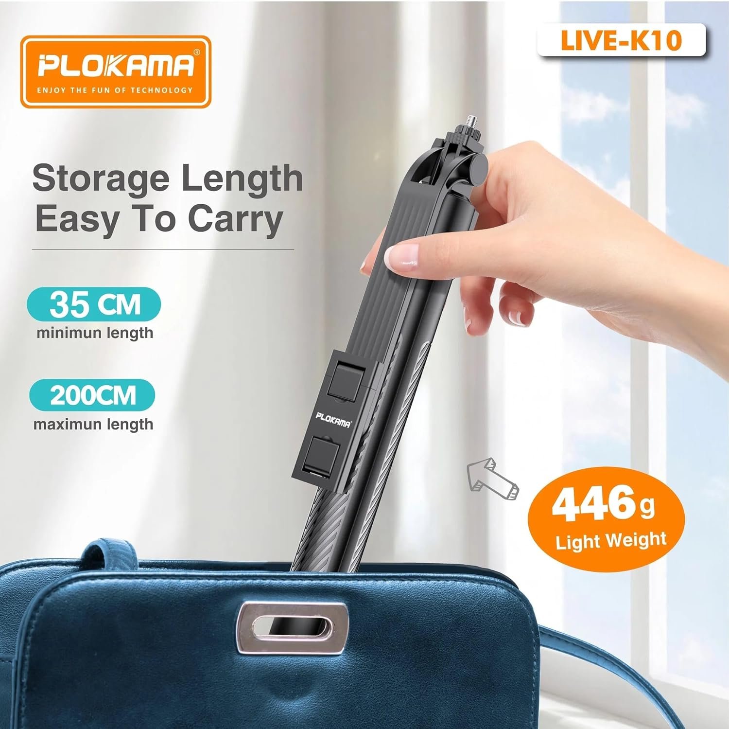 PLOKAMA Live K10 Selfie Stick - الصورة 4