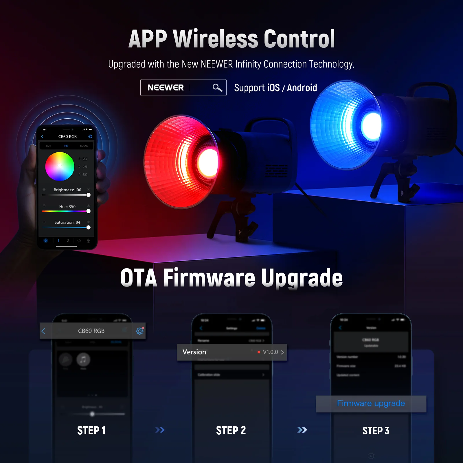 NEEWER RGB CB60 70W CRI 97+ LED Video Light - الصورة 3