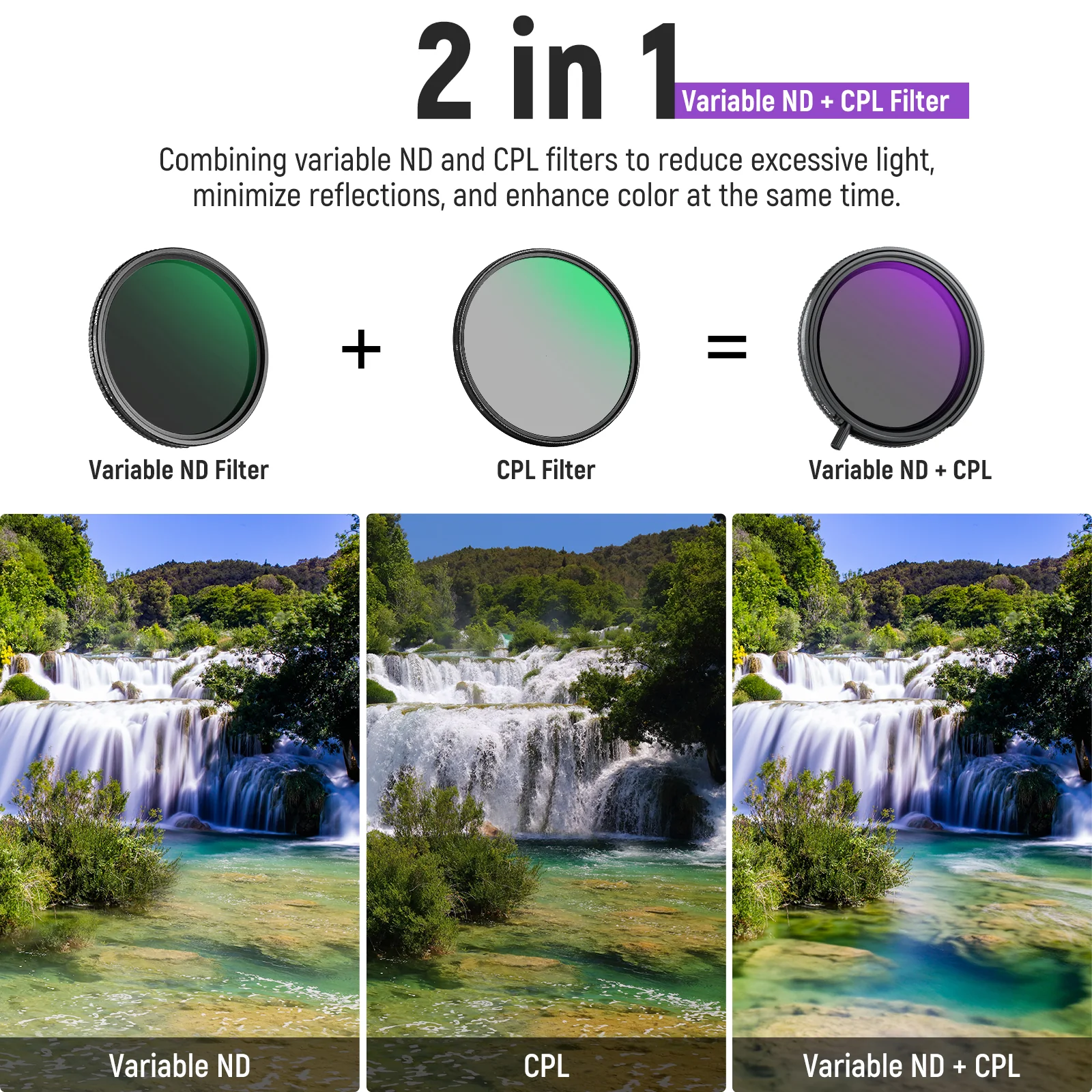 NEEWER True Colors Variable ND2-32 & CPL with Magnetic ND32 Filter Set - الصورة 9