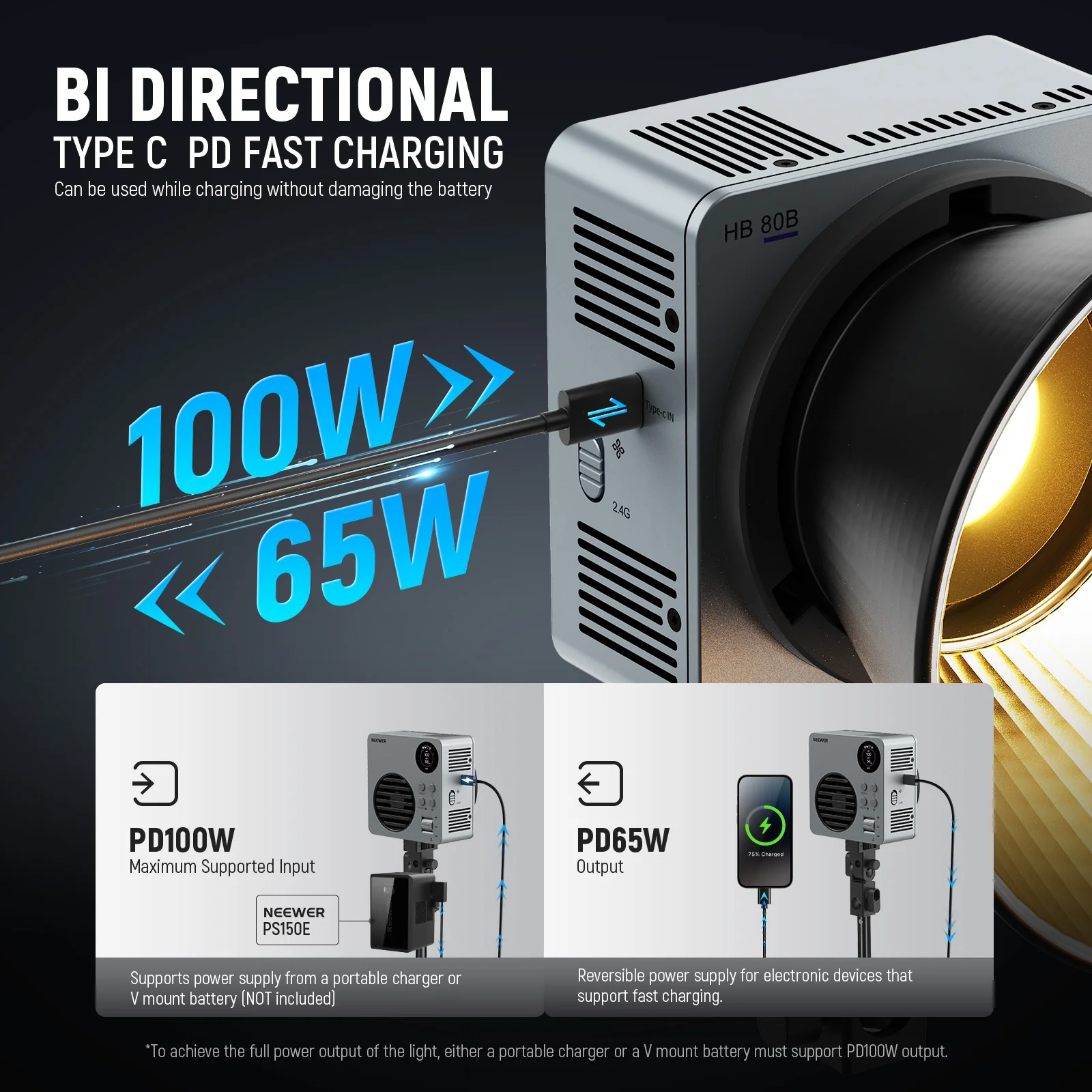 NEEWER HB80B 80W Bi-Color Mini COB LED Video Light - الصورة 6