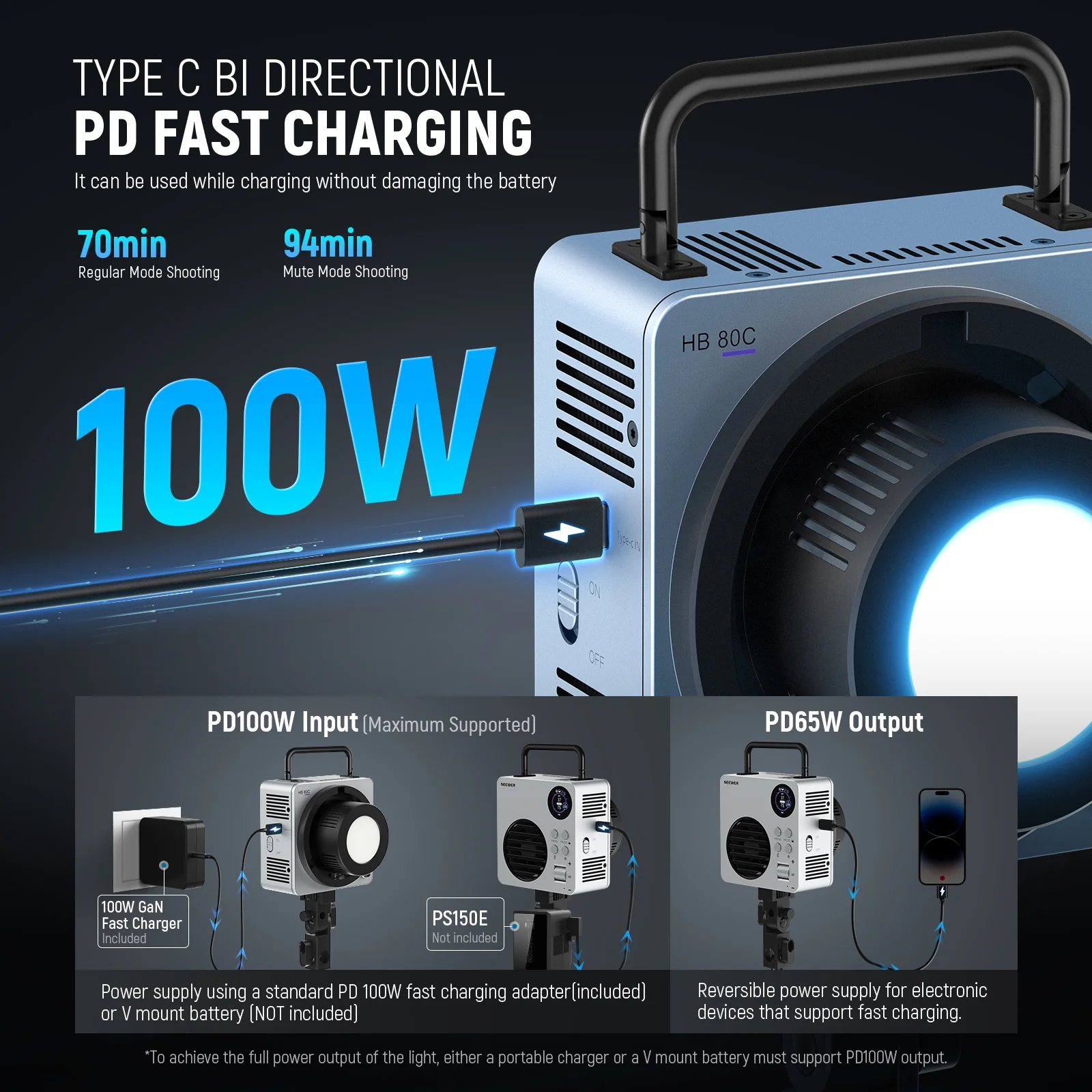 NEEWER HB80C 80W RGBWW Mini COB LED Video Light - الصورة 7