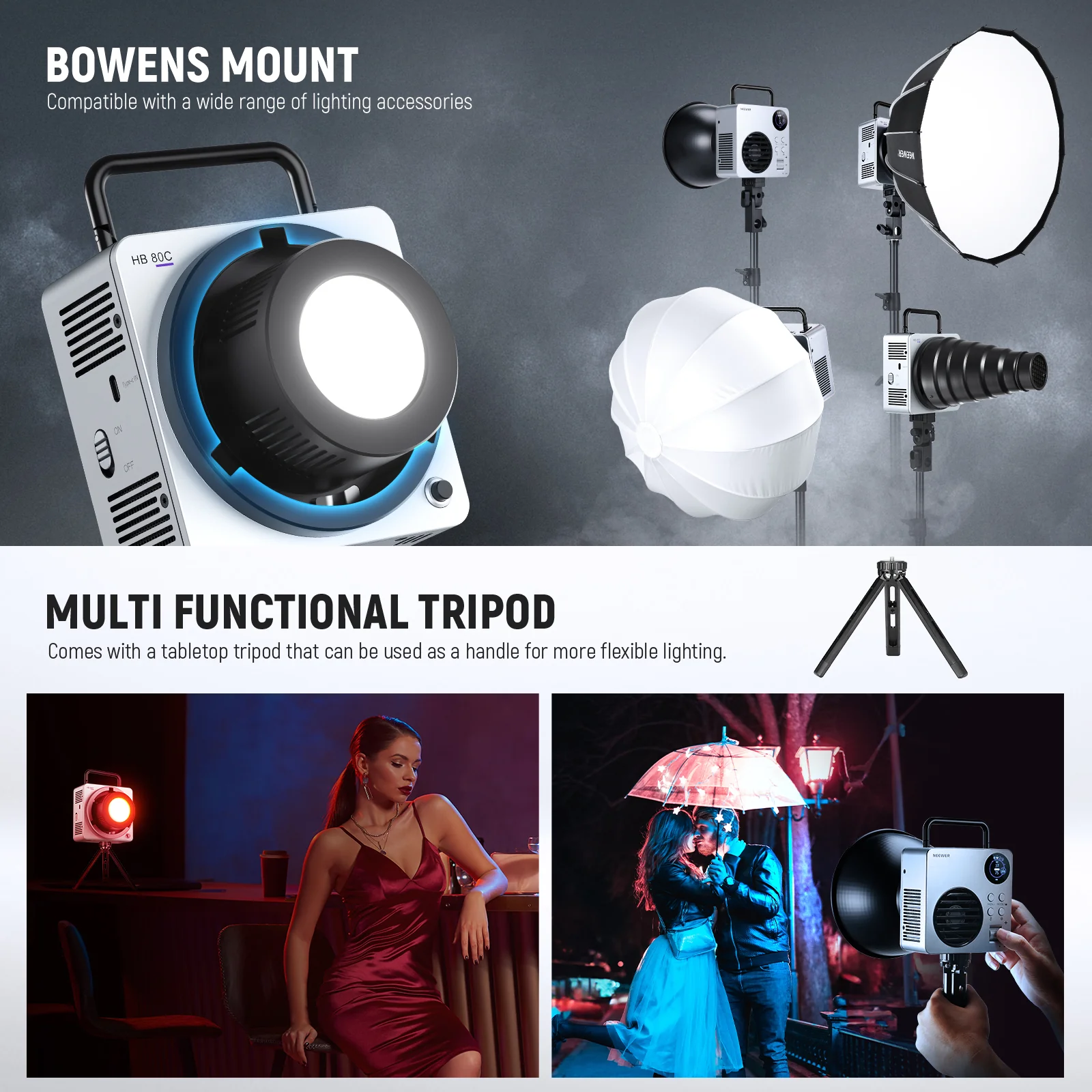 NEEWER HB80C 80W RGBWW Mini COB LED Video Light - الصورة 6