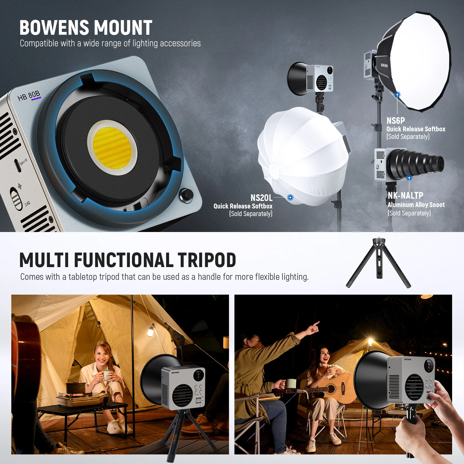 NEEWER HB80B 80W Bi-Color Mini COB LED Video Light - الصورة 4