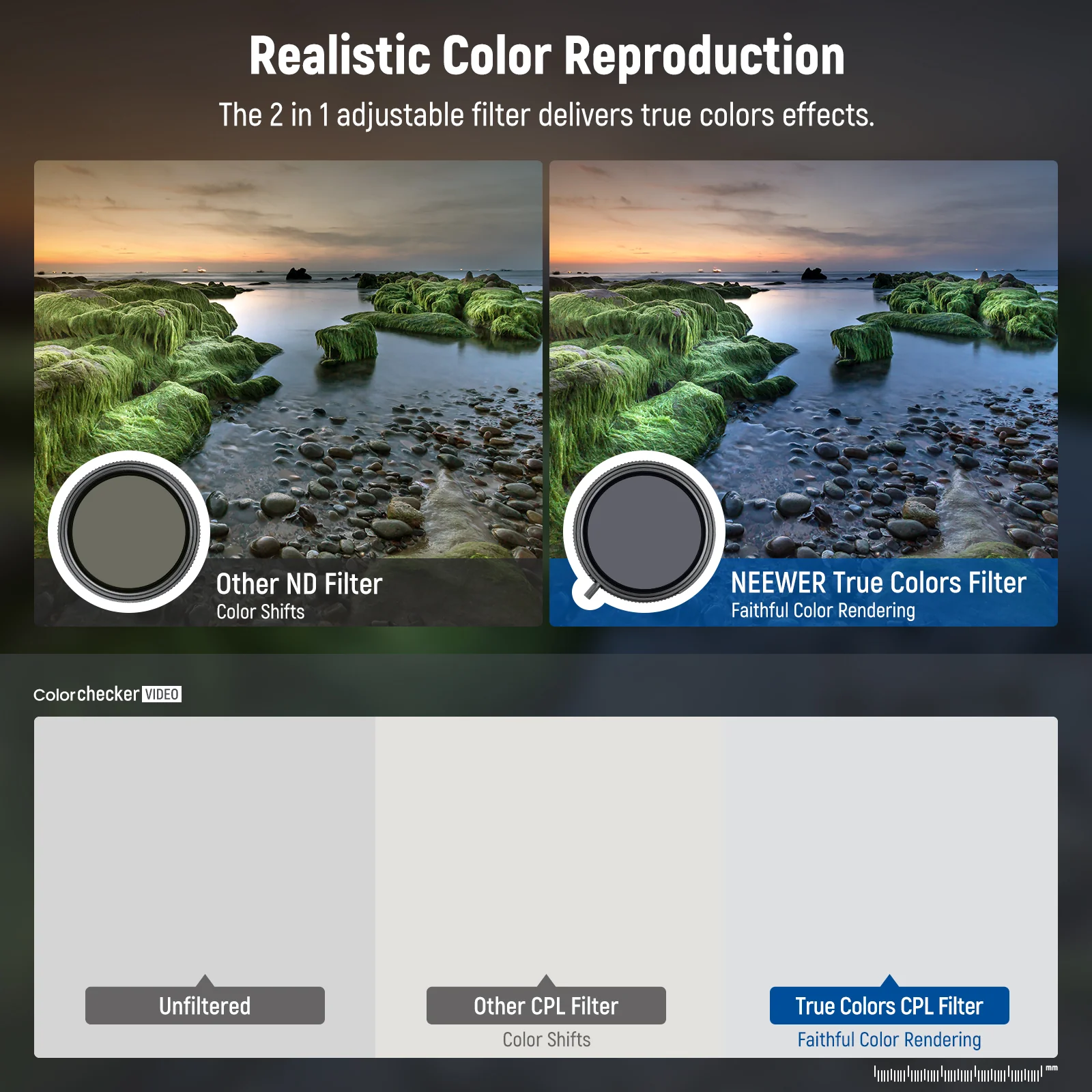 NEEWER True Colors Variable ND2-32 & CPL with Magnetic ND32 Filter Set - الصورة 5