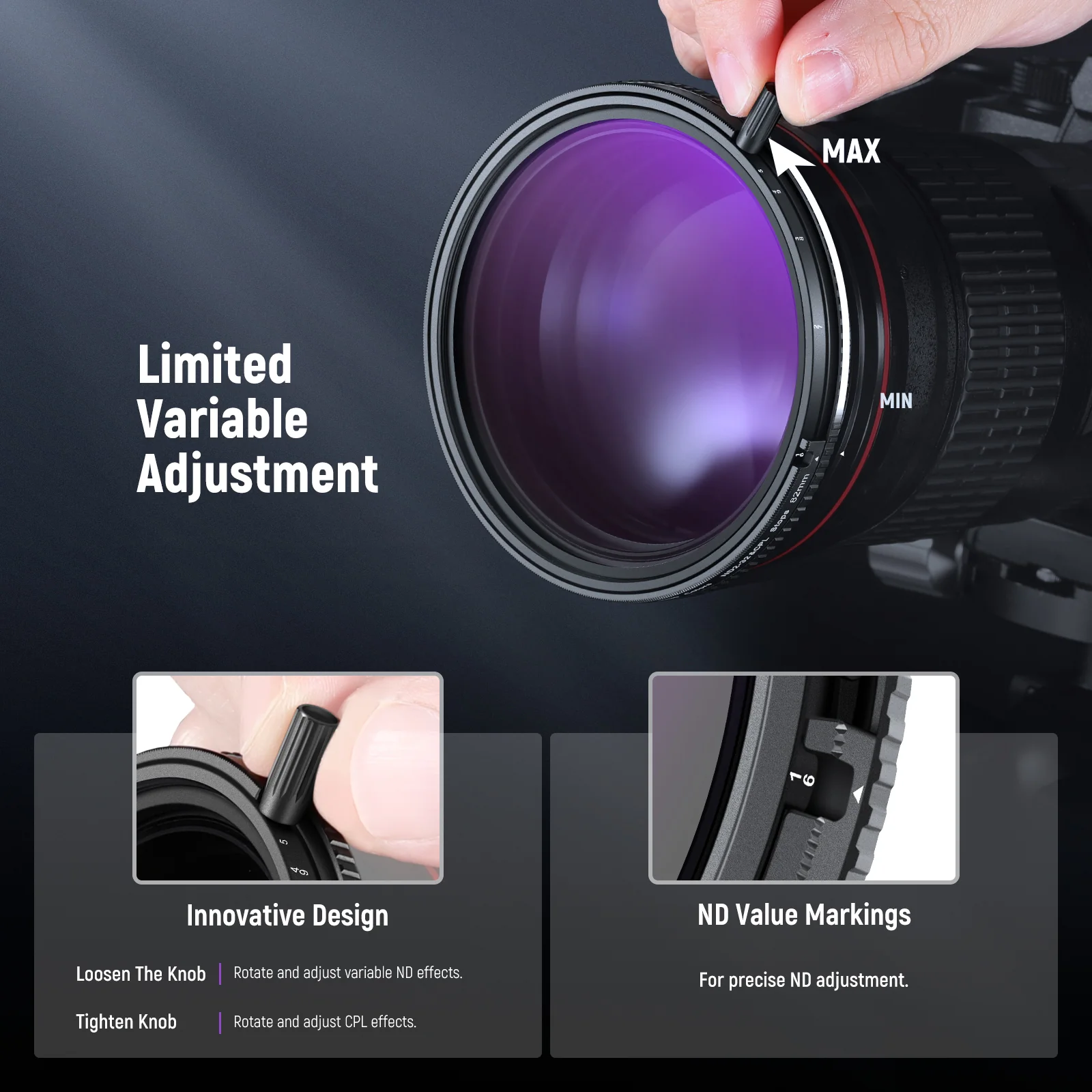 NEEWER True Colors Variable ND2-32 & CPL with Magnetic ND32 Filter Set - الصورة 3