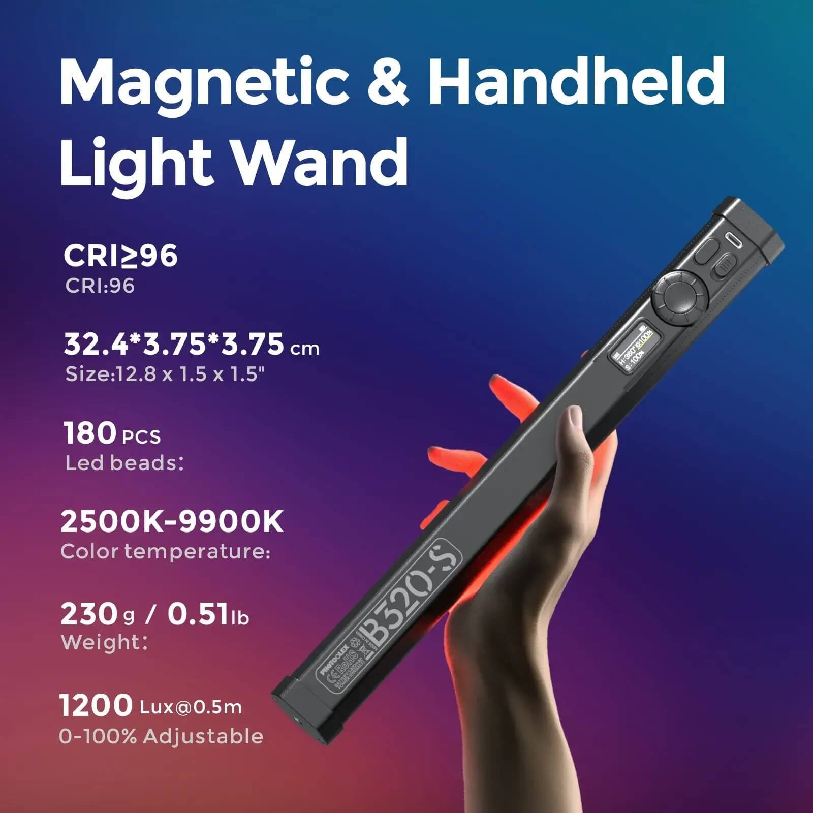 PHOTOOLEX B320S RGB Magnetic Tube Light - الصورة 3