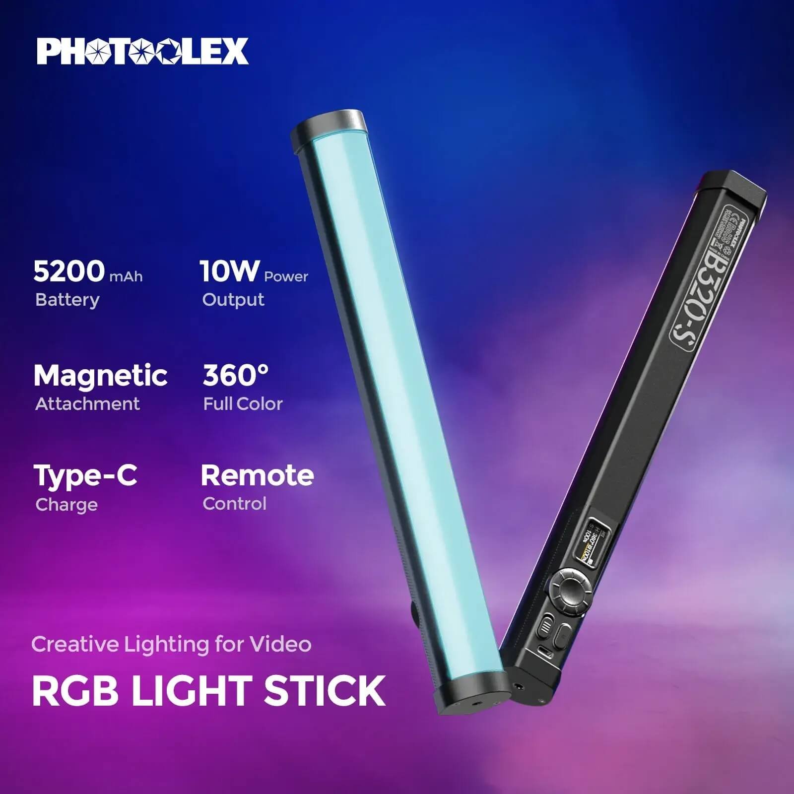 PHOTOOLEX B320S RGB Magnetic Tube Light - الصورة 2