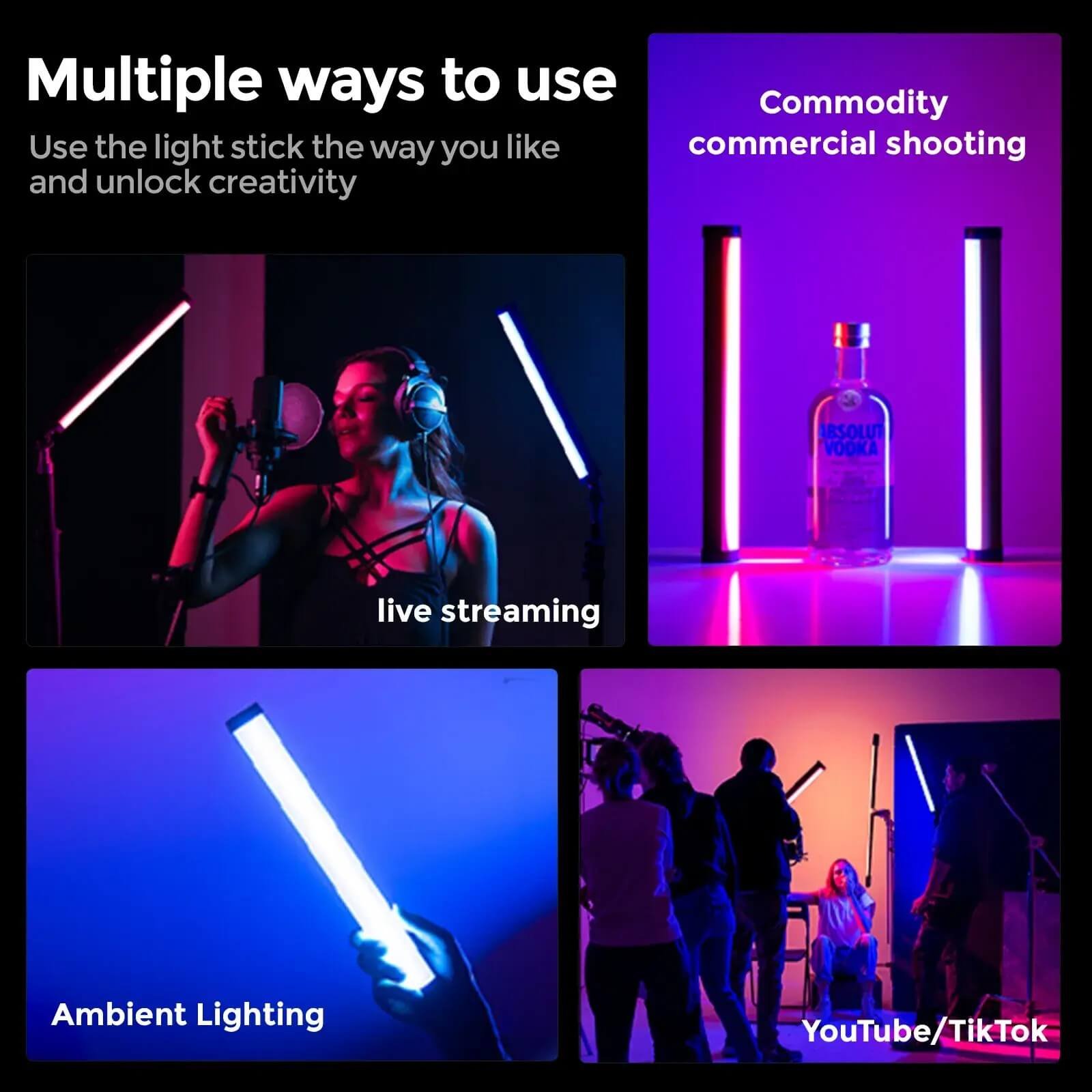 PHOTOOLEX B320S RGB Magnetic Tube Light - الصورة 4