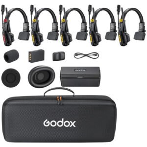 Godox SkyTalk Air 5S 5-Person Full-Duplex Wireless Intercom Headset System – 2.4 GHz