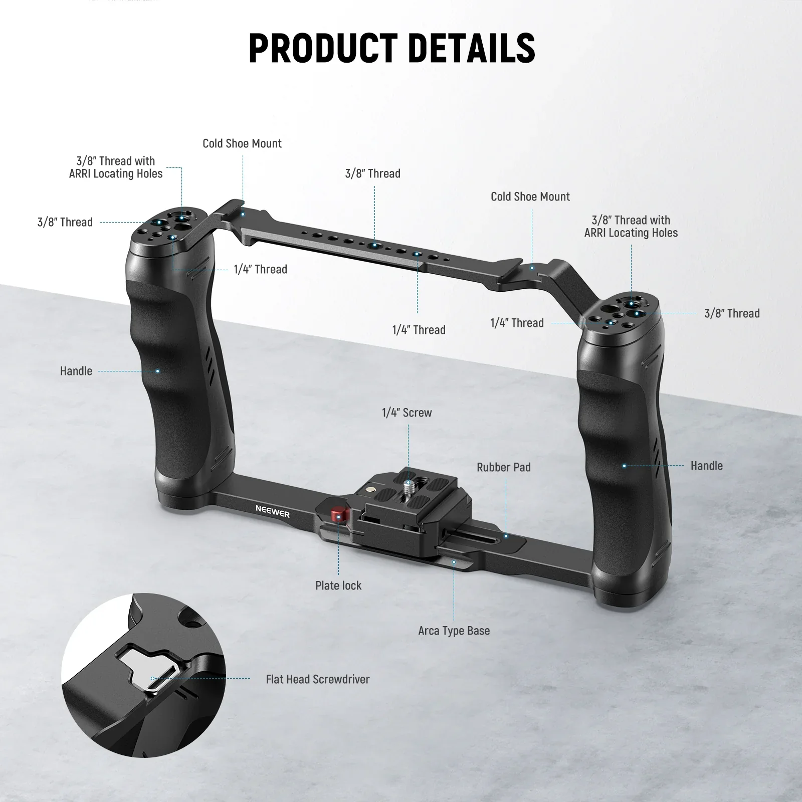 Neewer CA077 UNIVERSAL CAMERA CAGE WITH ARCA -SWISS QR SYSTEM - الصورة 2