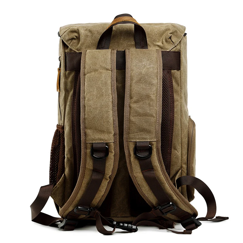 Waxed Canvas Backpack with Inside SLR Camera Bag 279 - الصورة 2