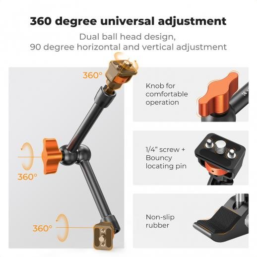 K&F Concept 11″ Magic Arm with Super Clamp - الصورة 3